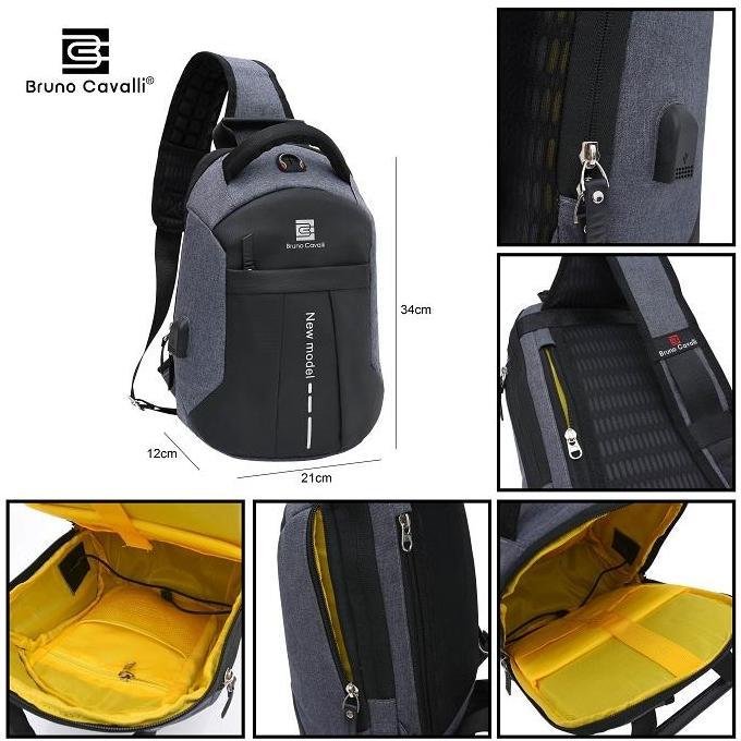 Bruno Cavalli Tas Selempang Pria Black Box Mark III Design Anti Maling & Water Proof 36204