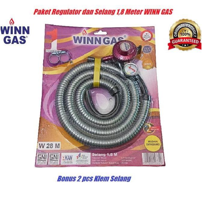 Paket Regulator dan Selang WINN GAS 1,8 Meter + W 18 M