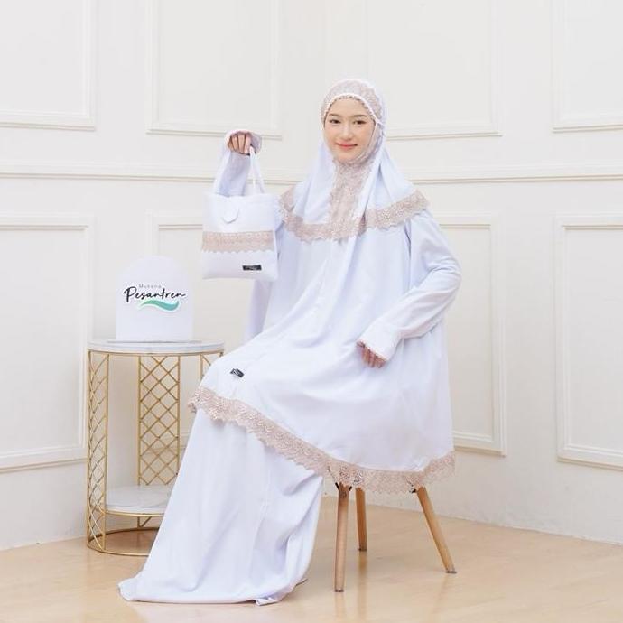 Terlaris MUKENA HAJI UMROH Mukena Potongan Berlengan Full Renda Katun Motif Mumtaza Mewah Nyaman Mus