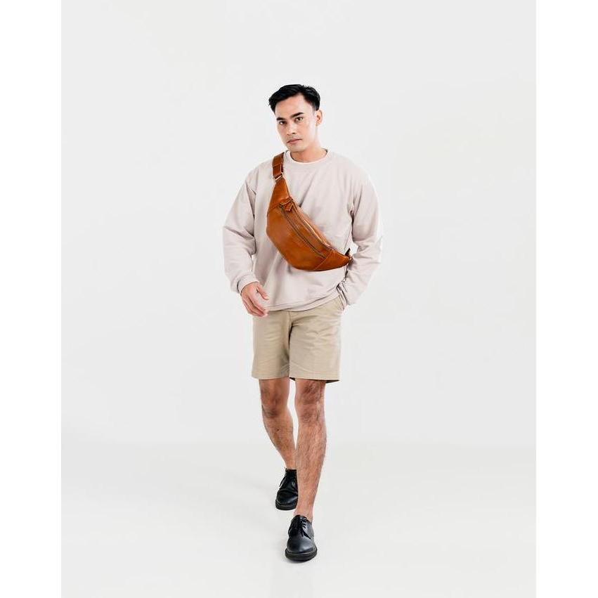 Kenes Leather Tas Pinggang Waist Bag Kulit Premium Ozil - Free Grafir Nama