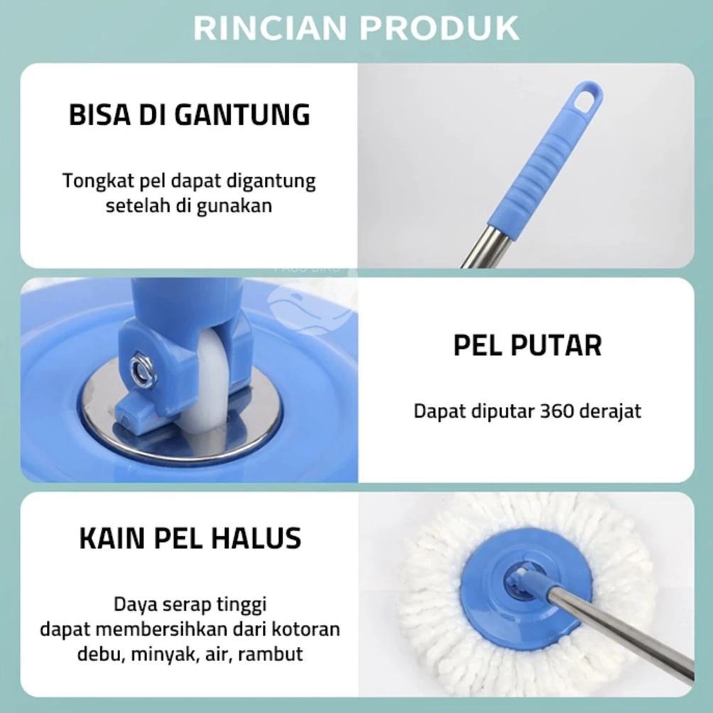 Alat Pel Lantai Putar / Super Mop HM1032 Ember Stainless Steel Pel Lantai