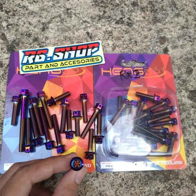 Promo Baut Probolt Blue Flower Bak/Blok Mesin Rx King/Rxz Heng Thailand Cod