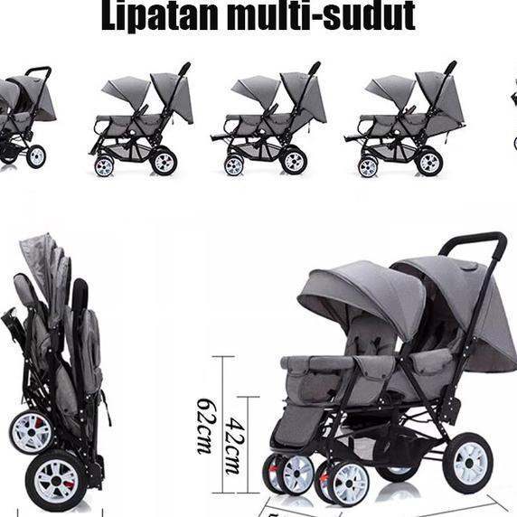 Stroller Kembar Stroller Baby Kereta Stroller Twin Bayi Double Stroller Kereta  Dorongan