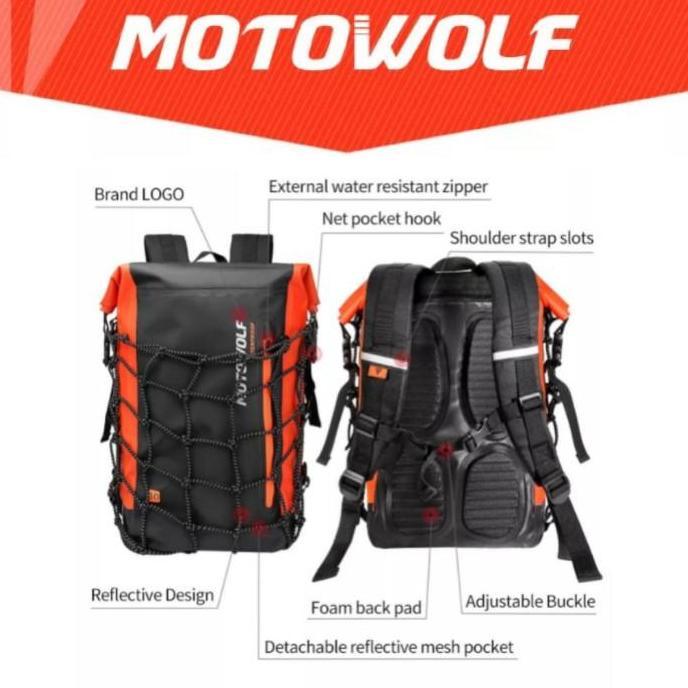 Tas Ransel Waterproof Tas Motor Touring Motowolf Premium