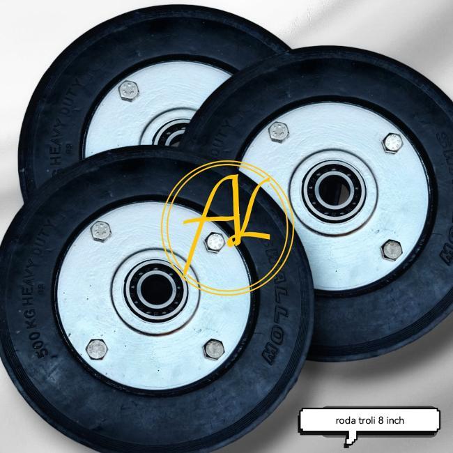 Roda troli 8 inch / roda troli karet swallow / roda lorry ukuran 8 inch kapasitas 500kg Roda Troli