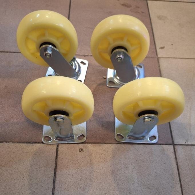 Roda Troli Nilon Heavy Duty 6 Inch 1Set ( 2Hidup 2Mati ) Roda Troli