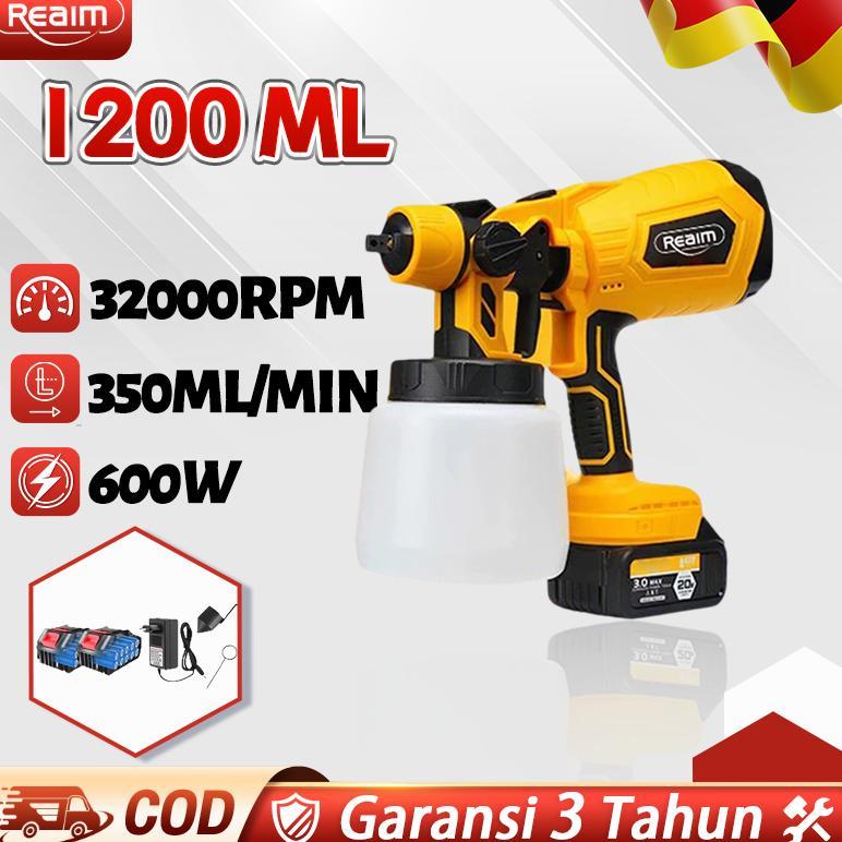 REAIM Spraygun Cat Semprot Listrik 1200ml Alat Semprot Cat untuk Tembok Kayu Pagar