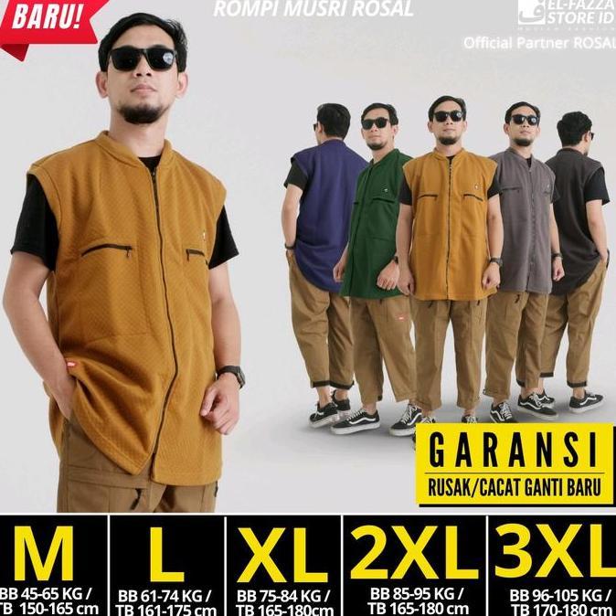 Promo Rompi Muslim Pria - Rompi sholat - ROSAL - baju rompi pria keren - Outer pria Muslim COD