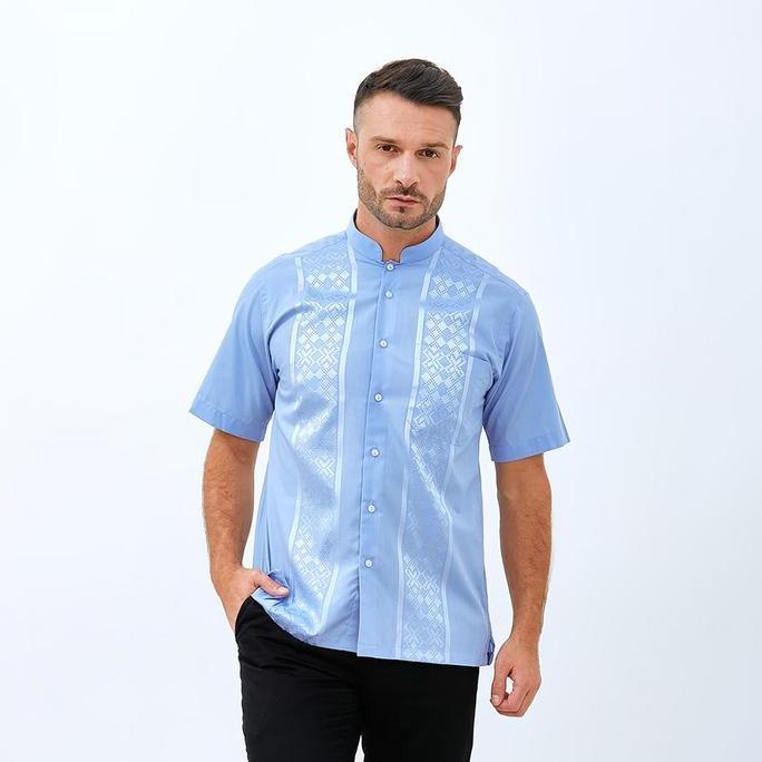 Promo Alisan Koko Bordir Lengan Pendek Biru KBOKO00145BIRUSS COD