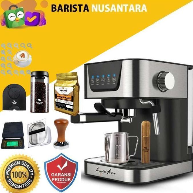 Paket Mesin Kopi Ferrati Onetwocup Paket Alat kopi Lengkap Low Watt 20 Bar 850W 1.6L
