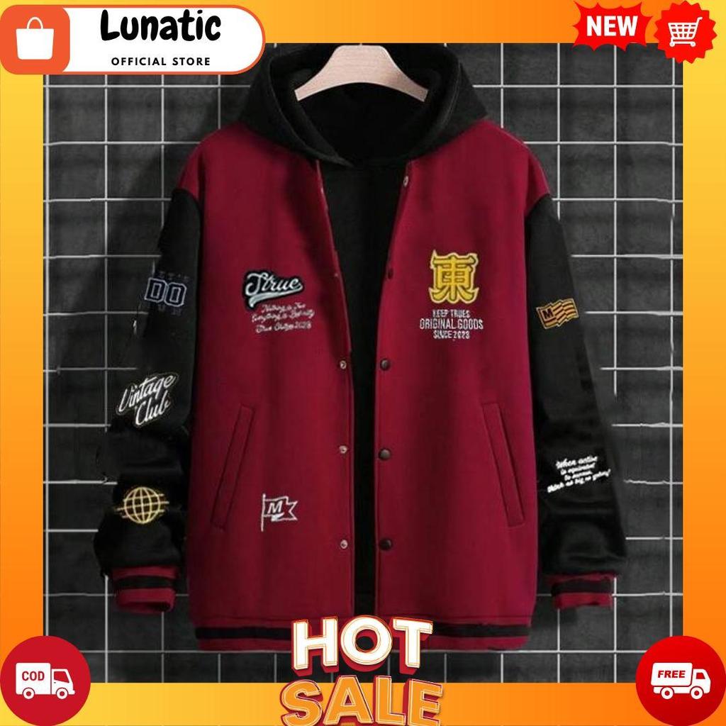 Jaket Varsity Baseball Pull Bordir Vintage Premium Terbaru / Jaket Baseball Hoodie Pria Wanita COD[B