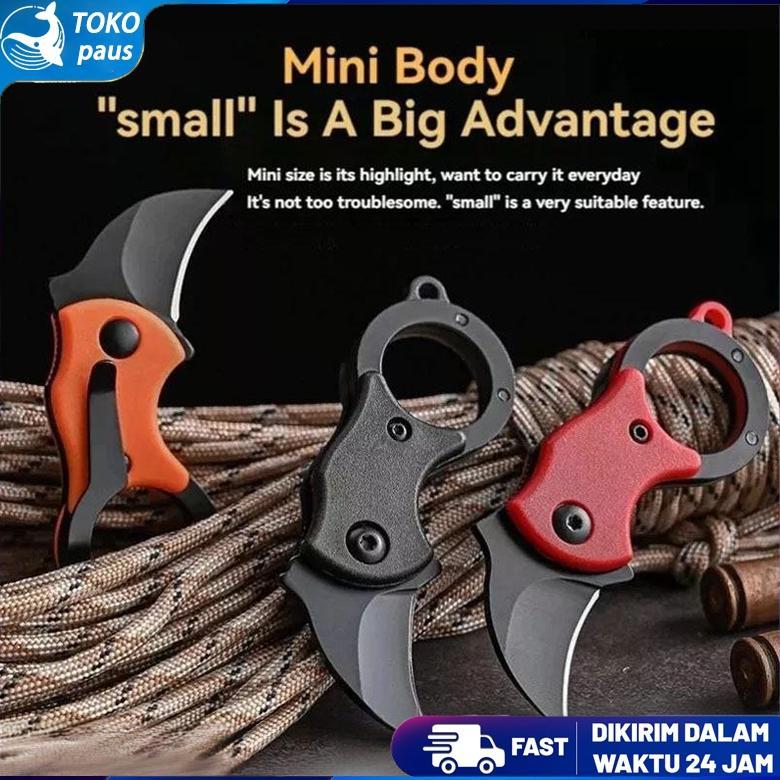 CHARBIG Pisau Saku Kecil Pria Pisau Outdoor Survival Berkemah dan Berburu Pisau Saku Portabel