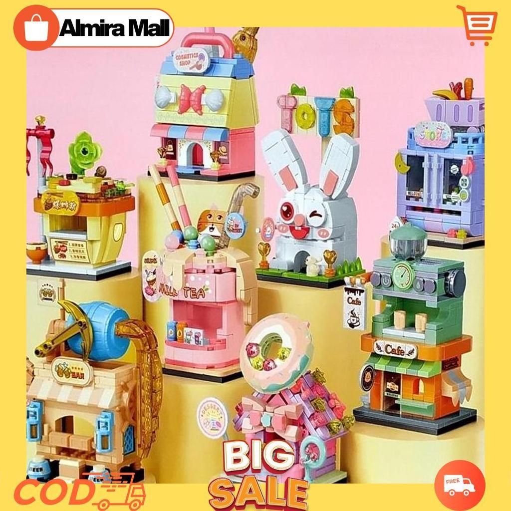 Mainan Anak Perempuan Sembo Block Store Toys Cafe Milk Tea Bar Cosmetic Shop Cod [A4]