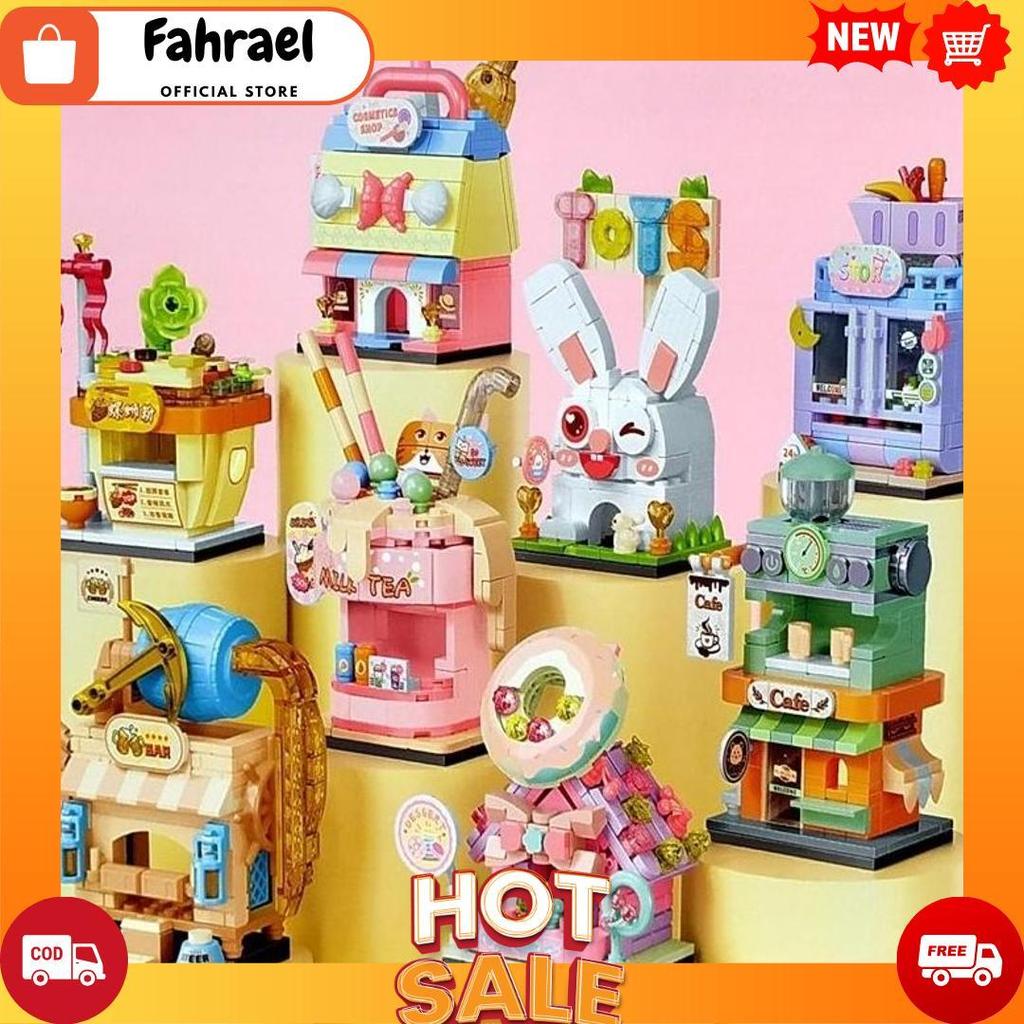 Mainan Anak Perempuan Sembo Block Store Toys Cafe Milk Tea Bar Cosmetic Shop Cod [A4]