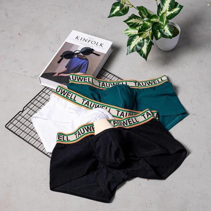 Promo Tauwell Boxer pria kantong depan (GRATIS cup) Katun Dewasa COD