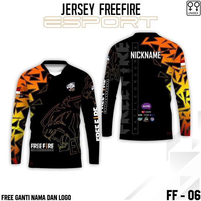 Viral Jersey e sport baju ff kaos esport gamer ff terbaru lengan panjang