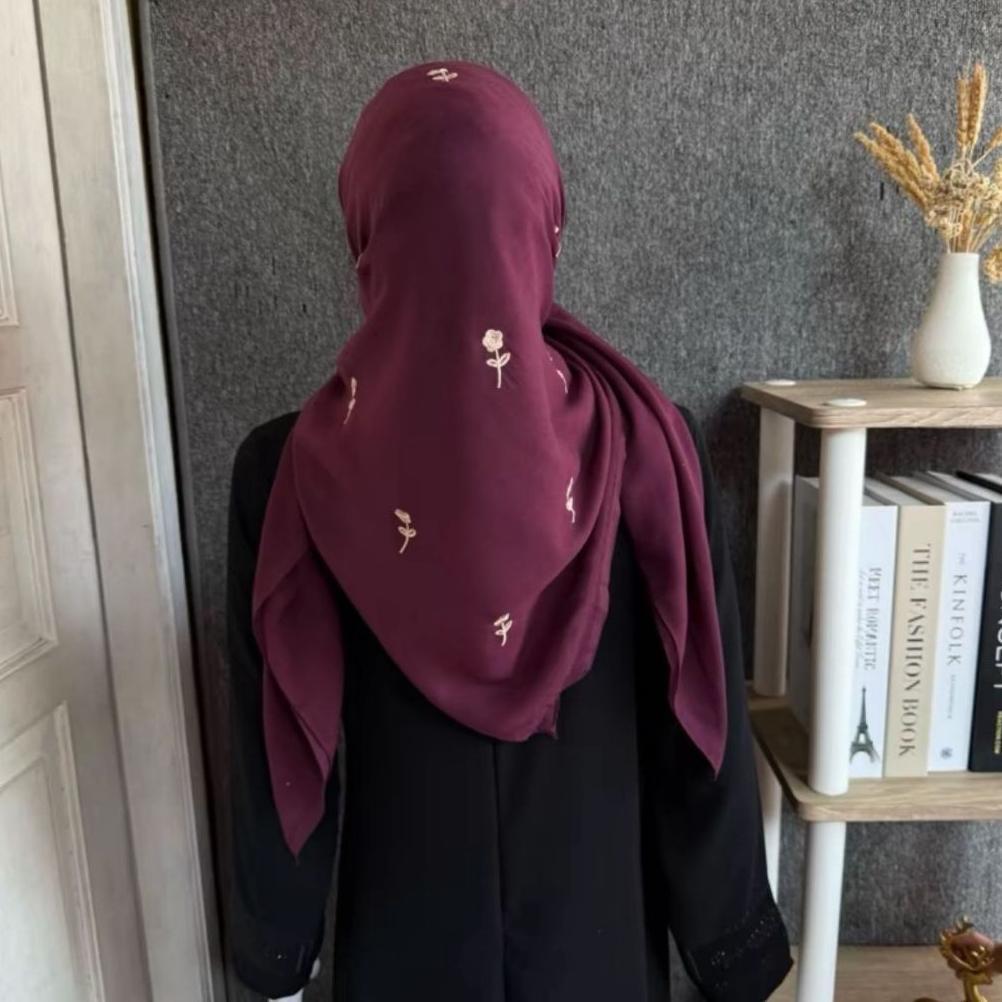 Jilbab Segi Empat Paris Bunga Bordir // Hijab Segi Empat Paris Bunga Bordir