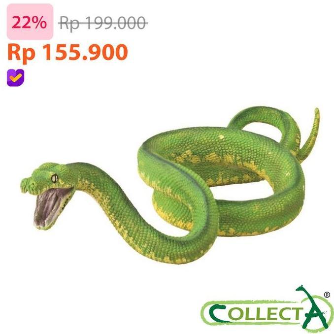 CollectA Green Tree Python - Animal Figure Original Koleksi Mainan Pajangan Hewan High Quality 88962
