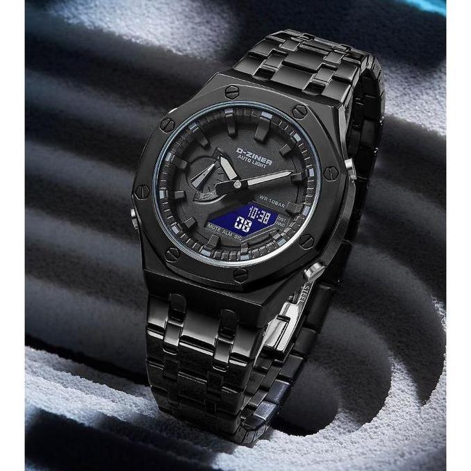 Promo Buy 1 Get 1  Dziner Jam Tangan Pria Double Time 8335 Rantai Stainless Steel Water Resistant 3 