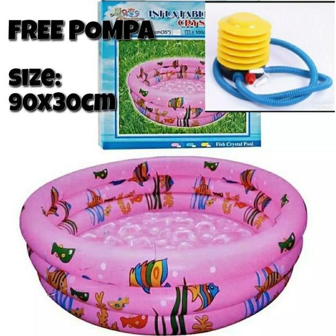 CRYSTAL kolam renang anak CRYSTAL POOL 90cm X 30cm Warna PINK.