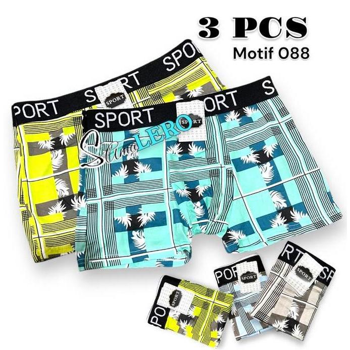DS32 - 3 Pcs Celana Dalam Boxer Pria Motif - Celana Dalam Model Boxer - Celana Dalam - Sempak Pria -