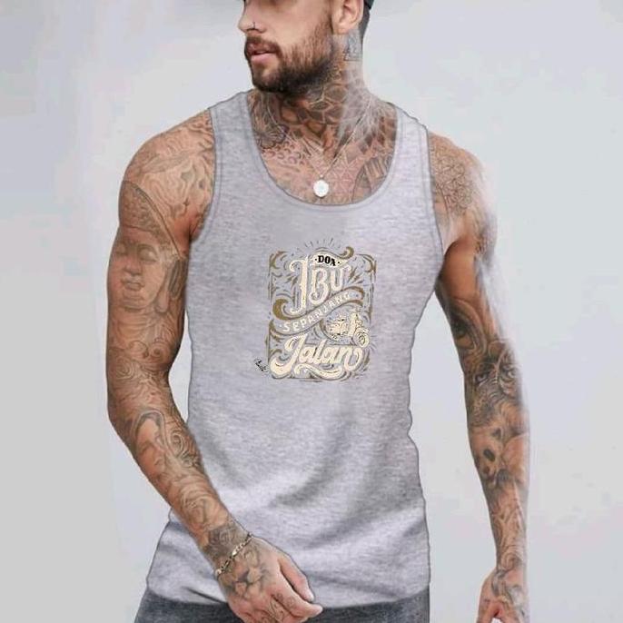 DV22 >> KAOS DOA IBU PRIA TANPA LENGAN SINGLET PRIA DEWASA Oblong tanpa lengan