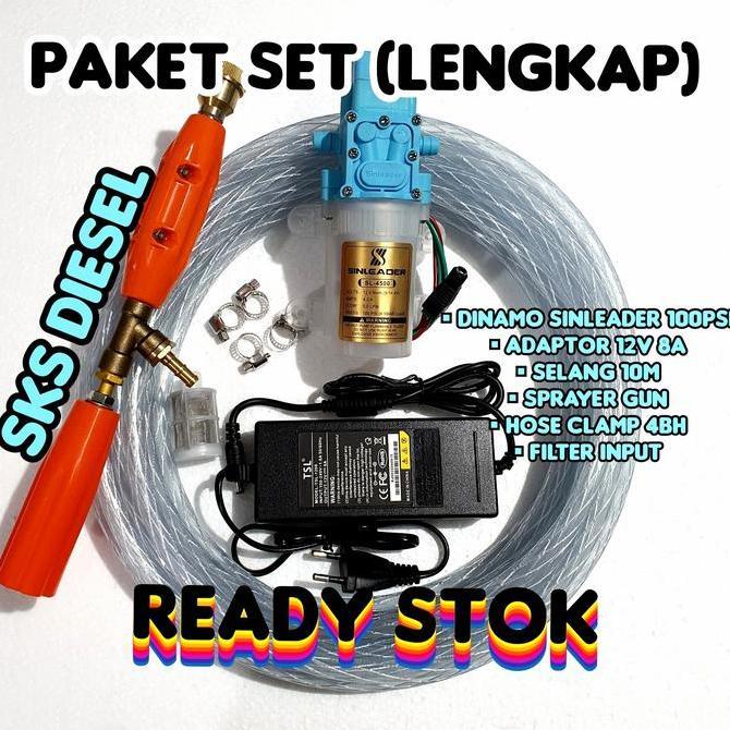PAKET SET LENGKAP Alat Pompa Air Cuci Motor Mobil AC Steam Sinleader