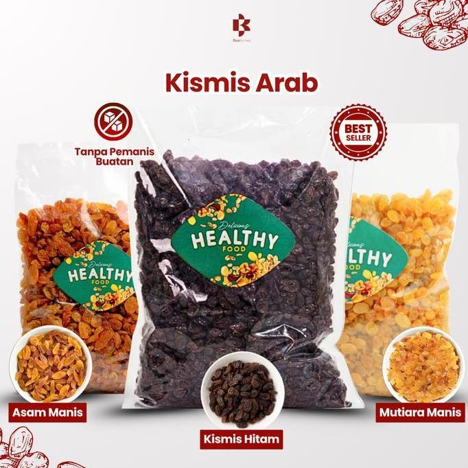 Kismis Arab Asam Manis Mutiara Manis Hitam 1 Kg -  Raisin Golden, Simin, Dark Haji Umroh Buah Kering