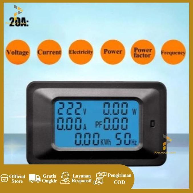 Watt KWH Meter Power Monitor Daya Digital Multifungsi 20A  Wattmeter Voltmeter Ammeter