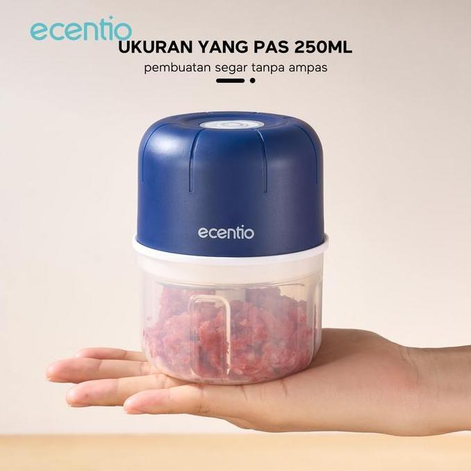 Hadiah Gratis Ecentio Penggiling Daging Listrik 2L Besar Kaca 6 Pisau Food Processor 2 Kecepatan Gil