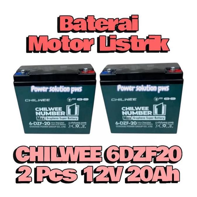 Baterai Motor Listrik Chilwee Model 6-DZF-20 12V 20Ah 1Unit Batre Sepeda Listrik Selis dll Aki Kenda