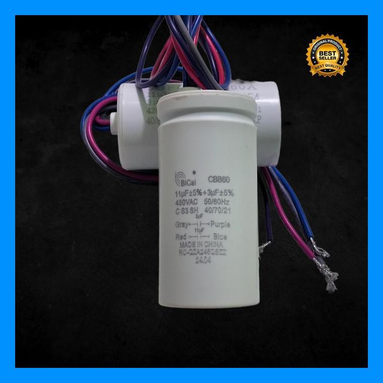 (Terbaru) Ori 11+3 Uf Kapasitor Sharp 7 8 9 Kg Es T70Cl T85Cl T86Cl T95Cl T96Cl Capacitor Mesin Cuci
