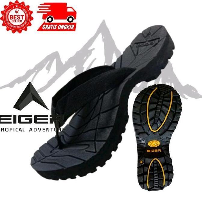 DF391 >> Sandal Jepit Eiger Tali Hitam tali motif pria & wanita Bonus Tas Jaring Insole Eva Spoon Su