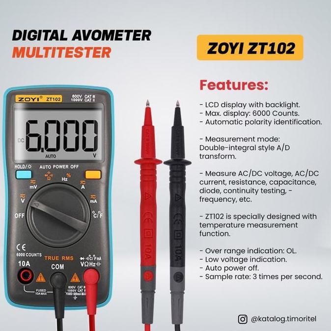 MULTITESTER DIGITAL ZOYI ZT102 AKURAT