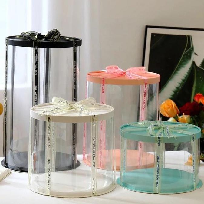 KOTAK KUE MIKA TRANSPARAN BENTUK LINGKARAN CAKE BOX DIAMETER 30 CM