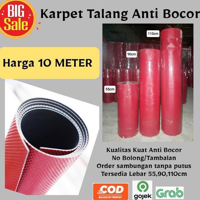 Karpet Talang Air Merah Hitam Harga 10Meter Pelindung Atap Rumah Kuat Anti Bocor | Talang Karet Alas
