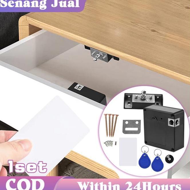 1Set Kunci Lemari Sensor Rfid Smart Drawer Lo Kunci Slot Lemari Safety Lo Lemari