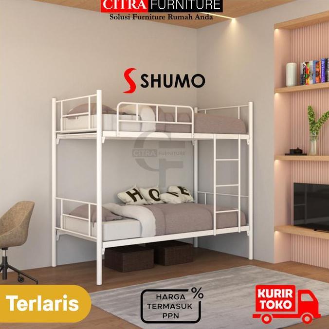 SHUMO Ranjang Tingkat Besi Kasur 100 / 100 | Bunk Bed Minimalis Susun