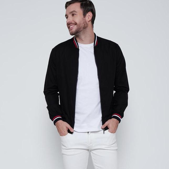 M231 Jaket Pria Bomber Oxford Panjang Hitam 1768A