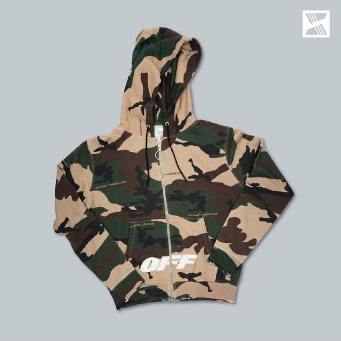 Off White FW 18 Camo Zip Hoodie 100% Original