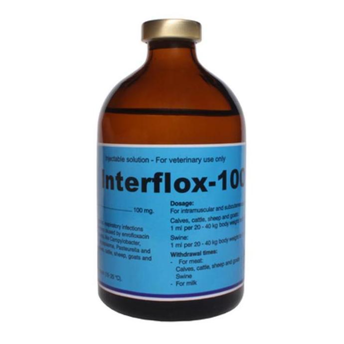 Obat Injeksi Flu & Infeksi Saluran Pernafasan Hewan (Interflox 100 Ml)