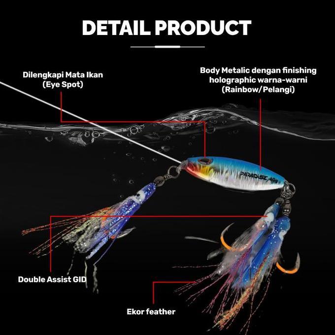 Paradise Metal Jig Cumi Gid Umpan Pancing Glow In The Dark 10-40G 2 Warna Tajam & Awet Premium Fish 
