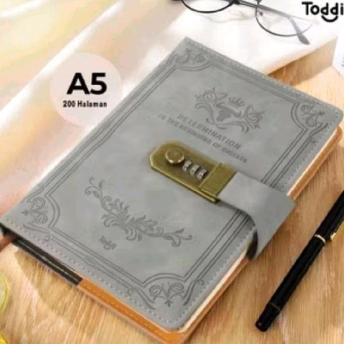 Buku Diary Harian Pin Password Kode Kunci Sandi Notebook Notes Book Kertas Kulit Catatan Agenda Kerj