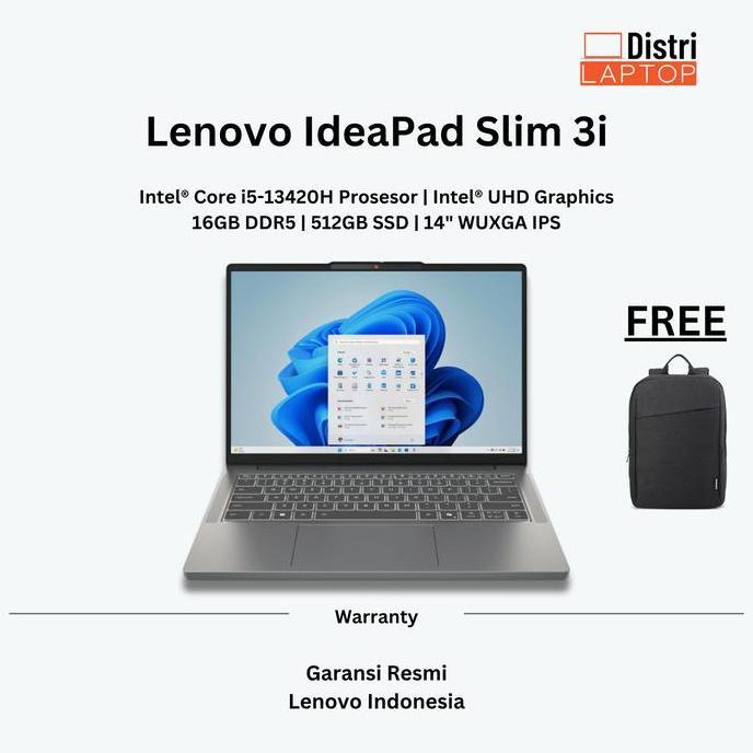 Lenovo Ideapad Slim 3I I5-13420H Ram 16Gb 512Gb Ssd 14" Fhd Ips W11