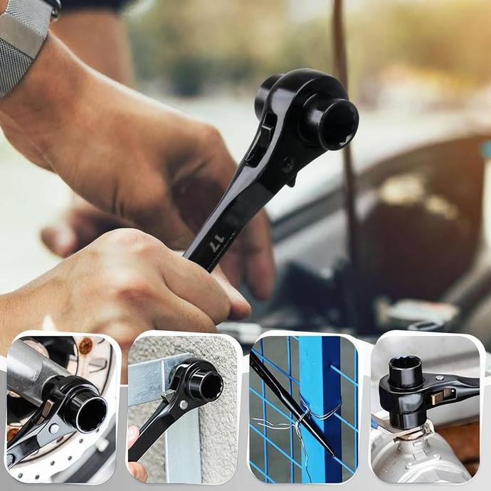 JLD Kunci Ring Rachet Skafolding Torsi 2 Arah Bolak-Balik Rachet 17-27MM Torsi Torque Kombinasi