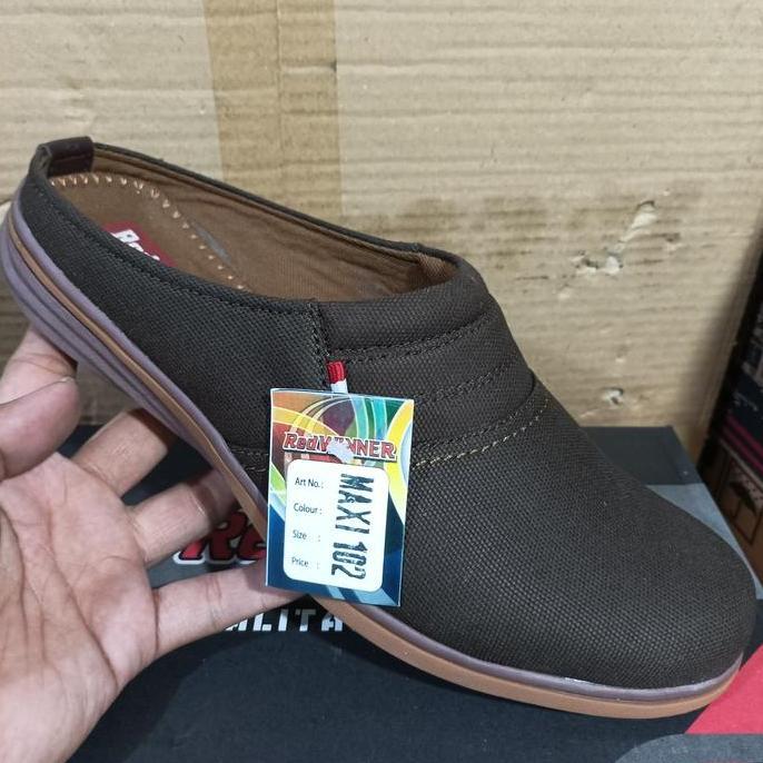 New  sepatu sandal slop pria Red Winner original bahan Levis kanvas