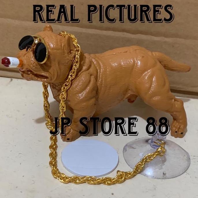 DF194 - Miniatur Pitbull Pajangan Dashboard Mobil Doggy Smoking Pitbull Pajangan Pitbull Pajangan An