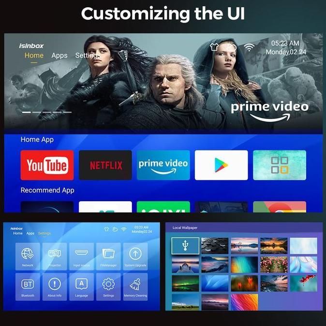 Isinbox 2+16G Hy300 Pro 28000 Lumens 4K Smart Projector Android 13 Ultra Hd Wifi 6.0 Bluetooth 5.0 P