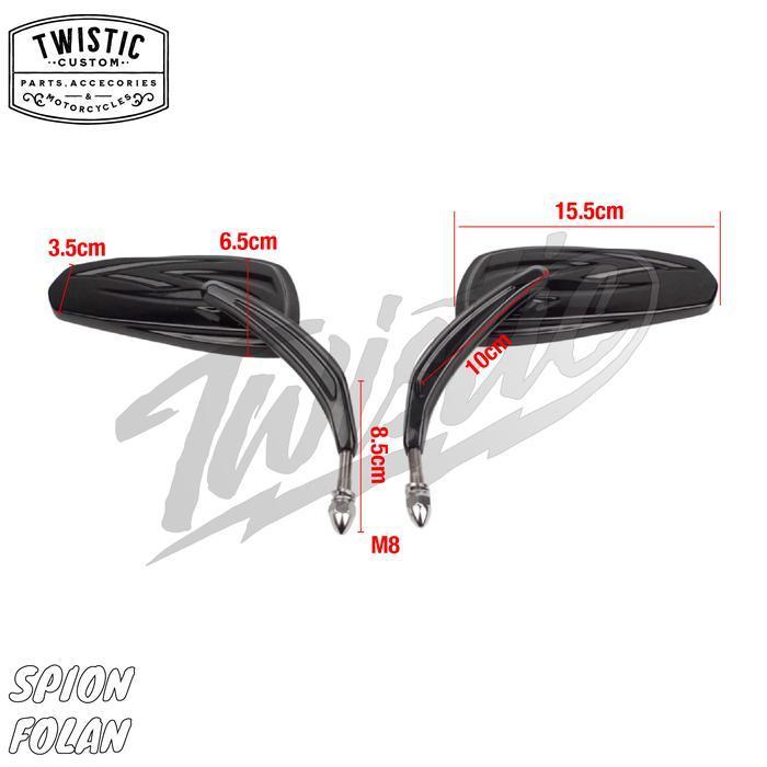 (Termurah) Spion Oval Folan Motor Harley Davidson Benelli Evo Efi Keeway Custom Bestseller
