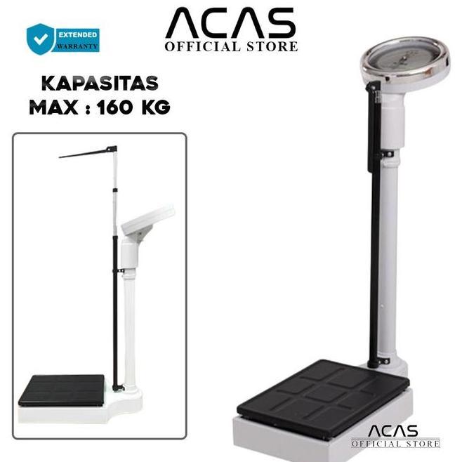 Acas Rgz160 Timbangan Badan 160Kg Manual Jarum Timbang Berat Badan Pengukur Tinggi Panjang Badan Ala